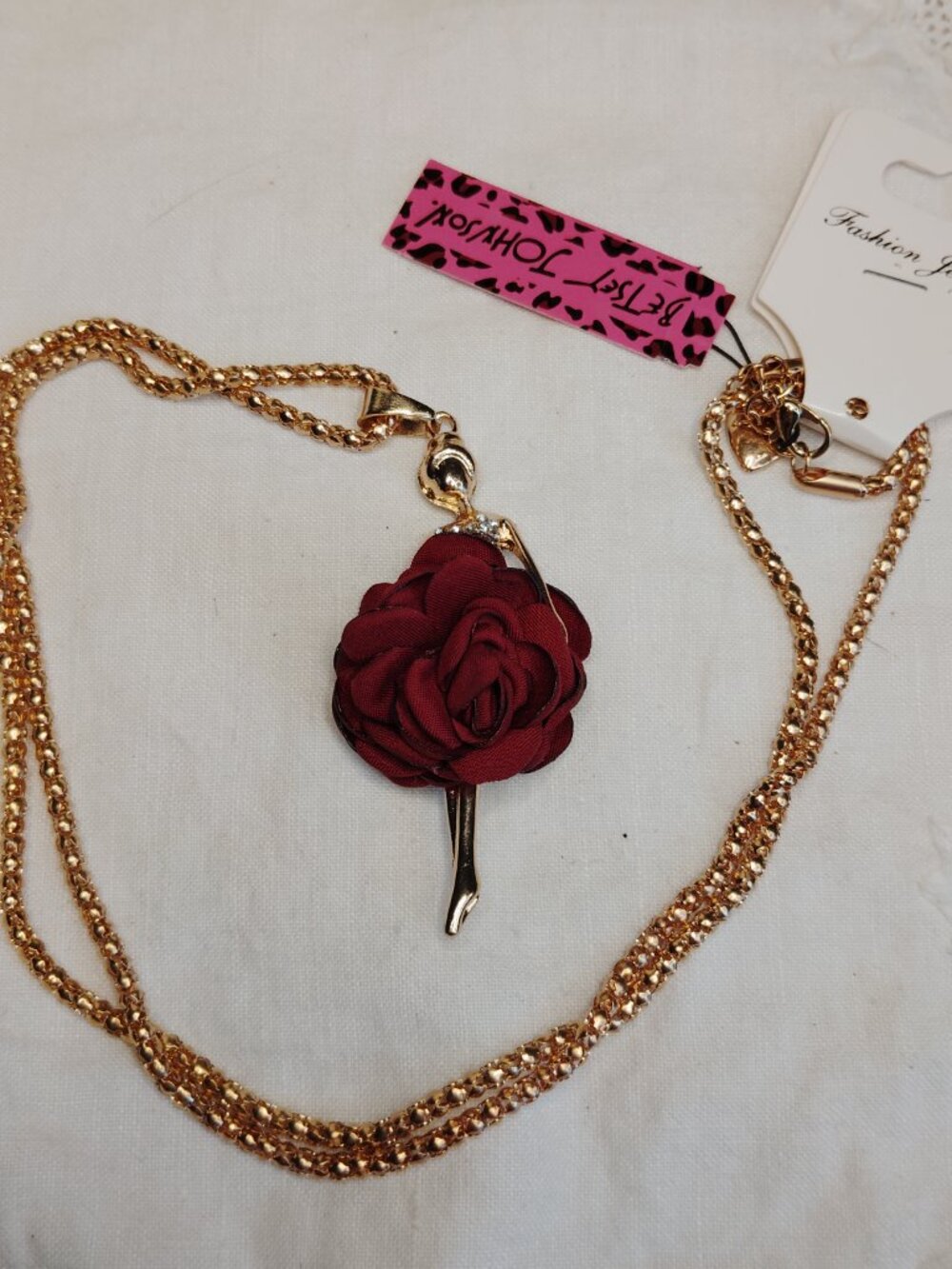 Betsey Johnson Ballerina Rose Pendant Necklace - Picture 3 of 8